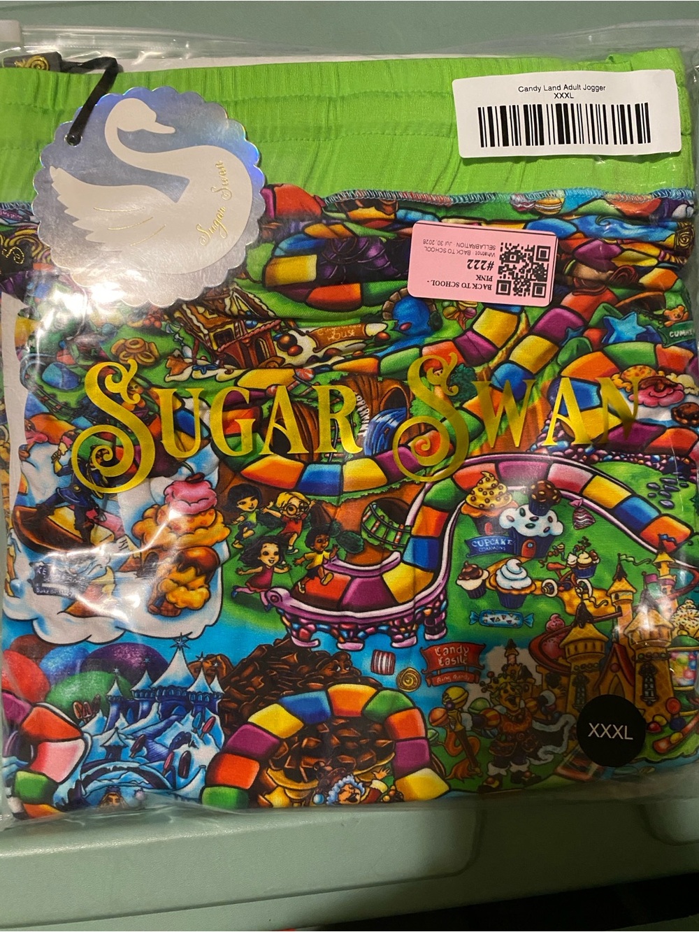 Sugar Swan Candyland 3XL bamboo adult joggers NWT